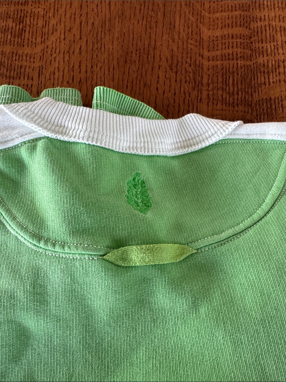 Free People Green and White Colorblock Crewneck Sweatshirt - Picture 2 of 2